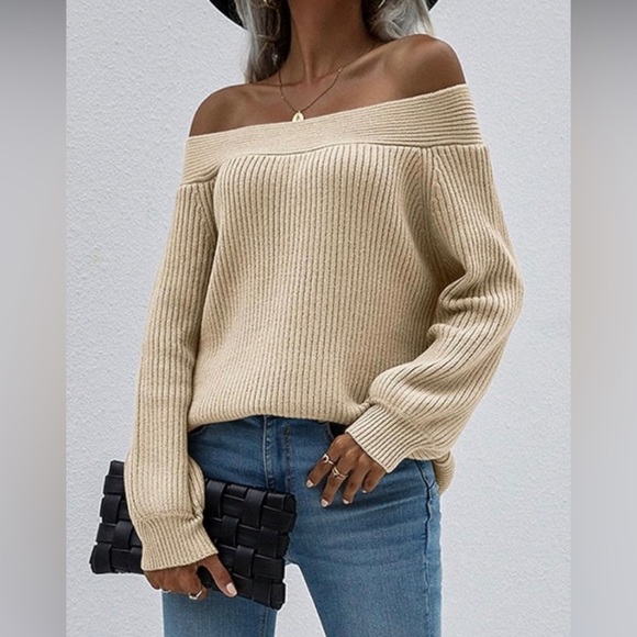 KIRUNDO WOMENS OFF SHOULDER RIBBED SWEATER BLUE SIZE LG NEW - Picture 8 of 9